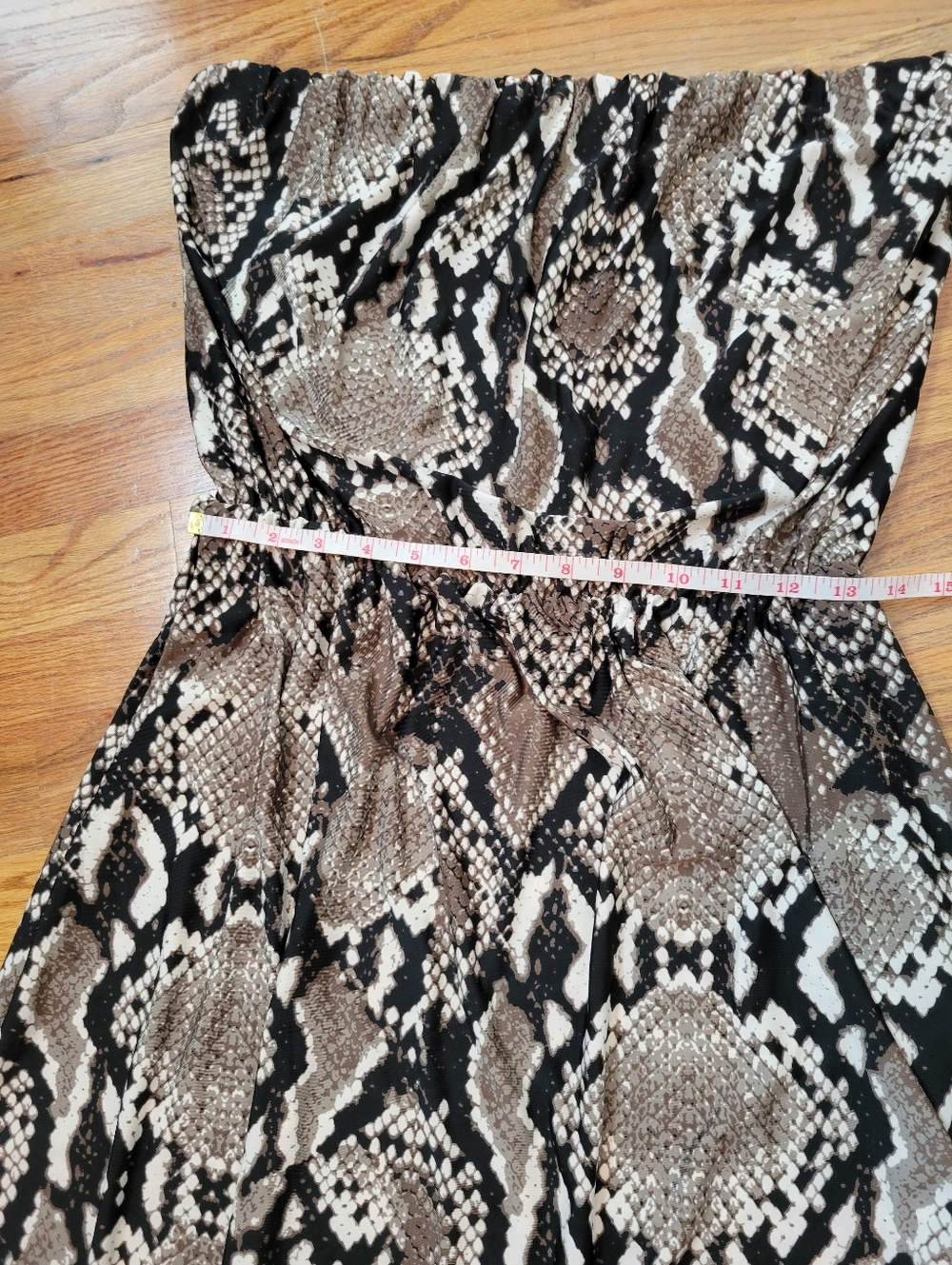 Blooming Rose Strapless Snake Print Maxi Dress in Brown and Black - Picture 11 of 15
